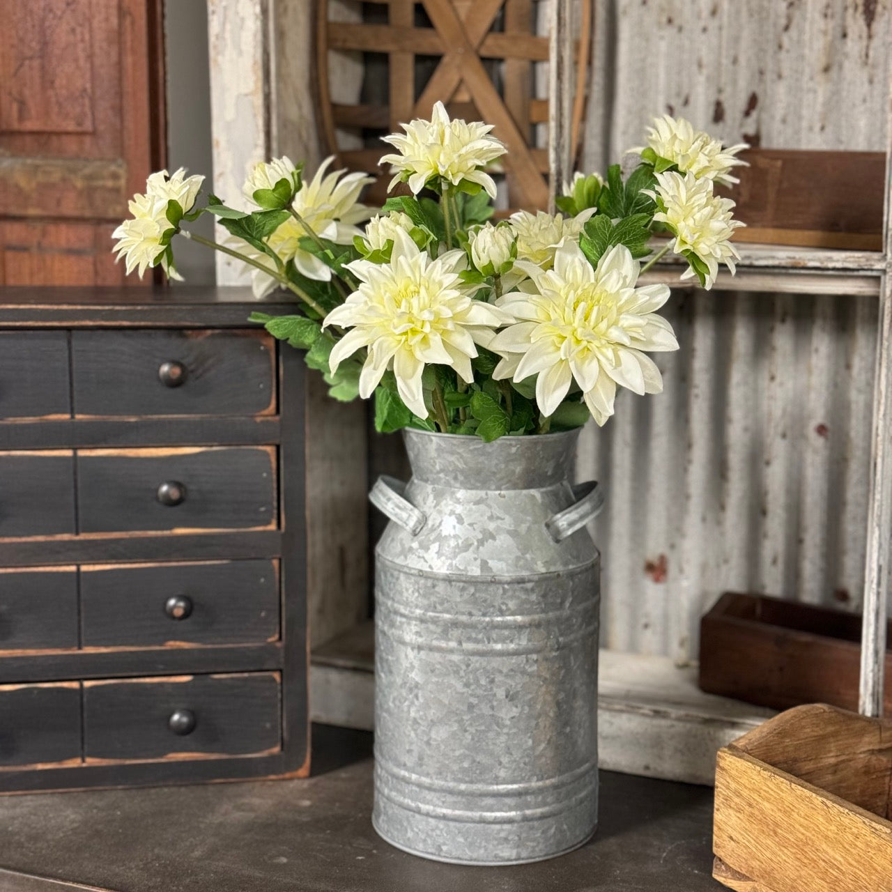 Artificial Dahlia Stems - Set of 5 Stems - White