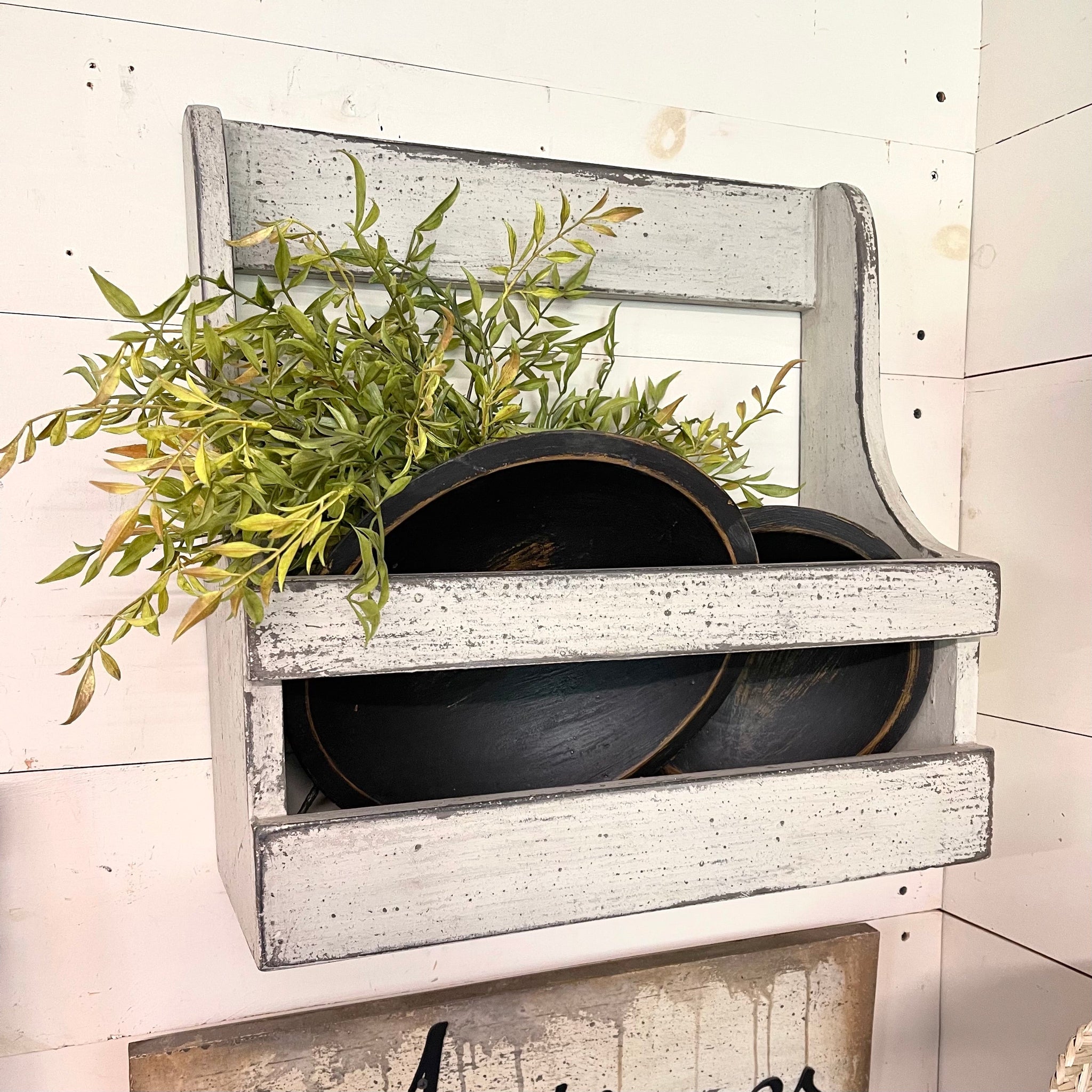 9" Wooden Bowl Rustic Black