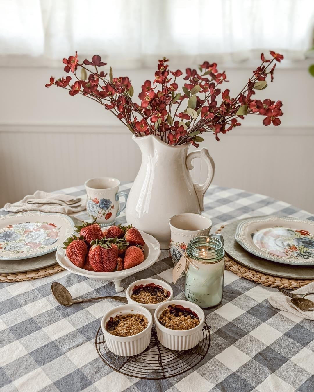 Red Dogwood Flowers - Set of 5