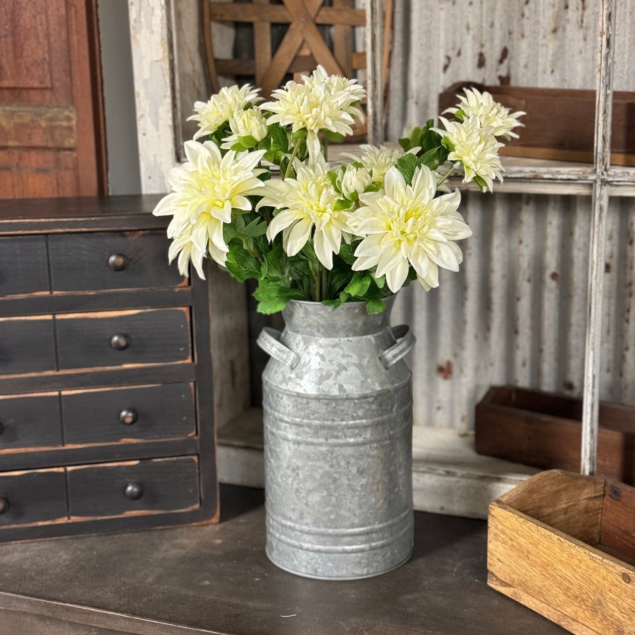 Artificial Dahlia Stems - Set of 5 Stems - White
