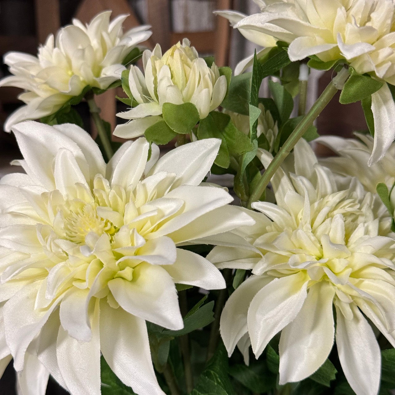 Artificial Dahlia Stems - Set of 5 Stems - White