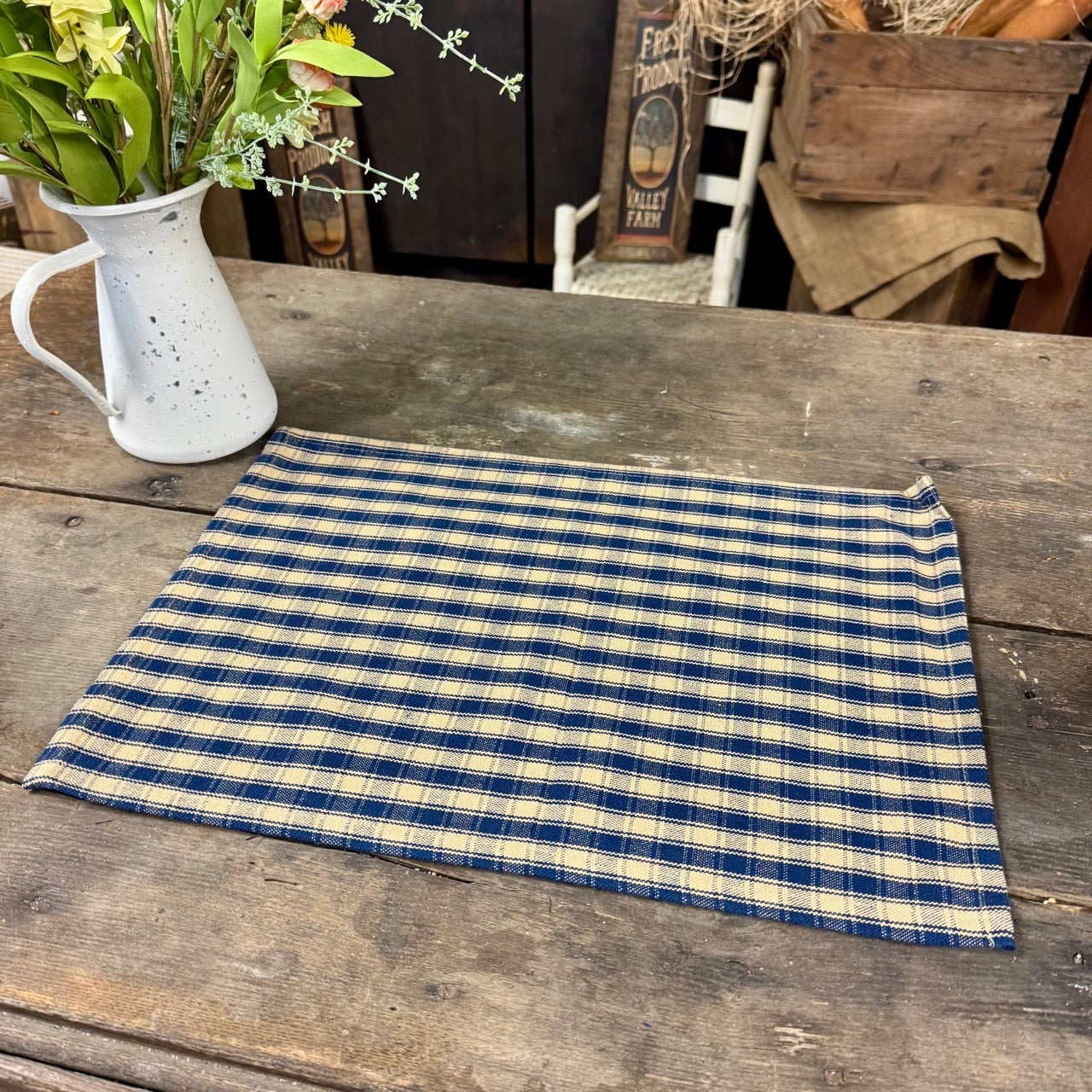 Checkered Placemat- Dark Blue