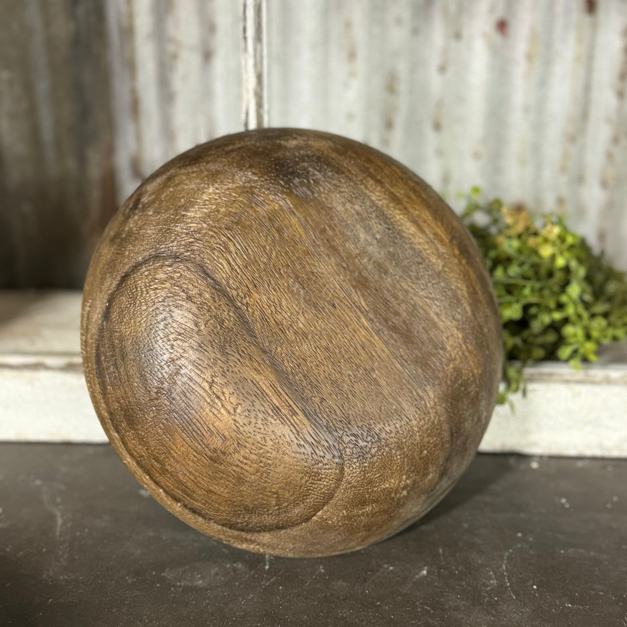 9" Wooden Bowl Rustic Brown