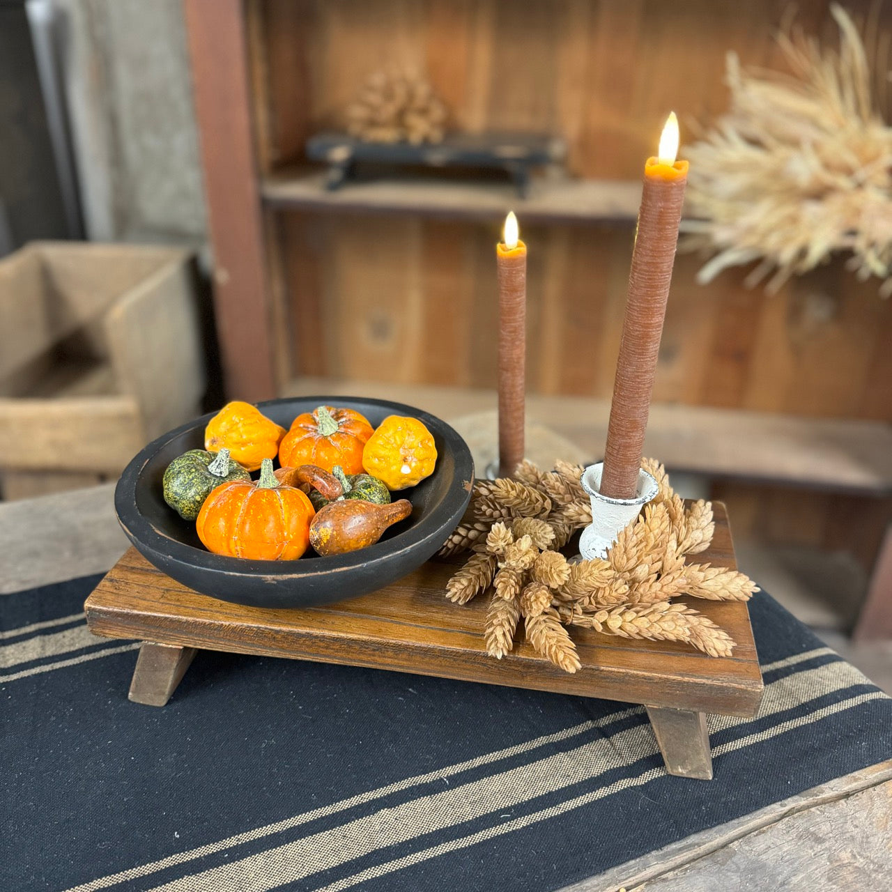 Brown Realistic Taper Candles Set w/FREE Remote