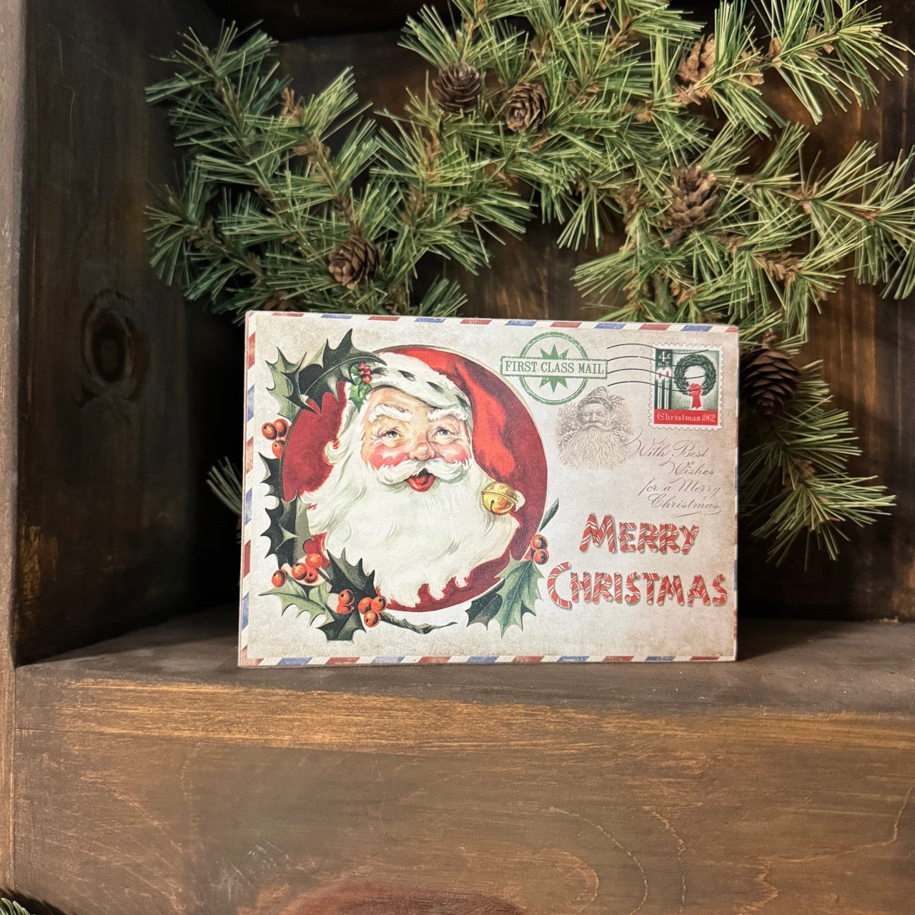 Vintage Santa - Wooden Postcard