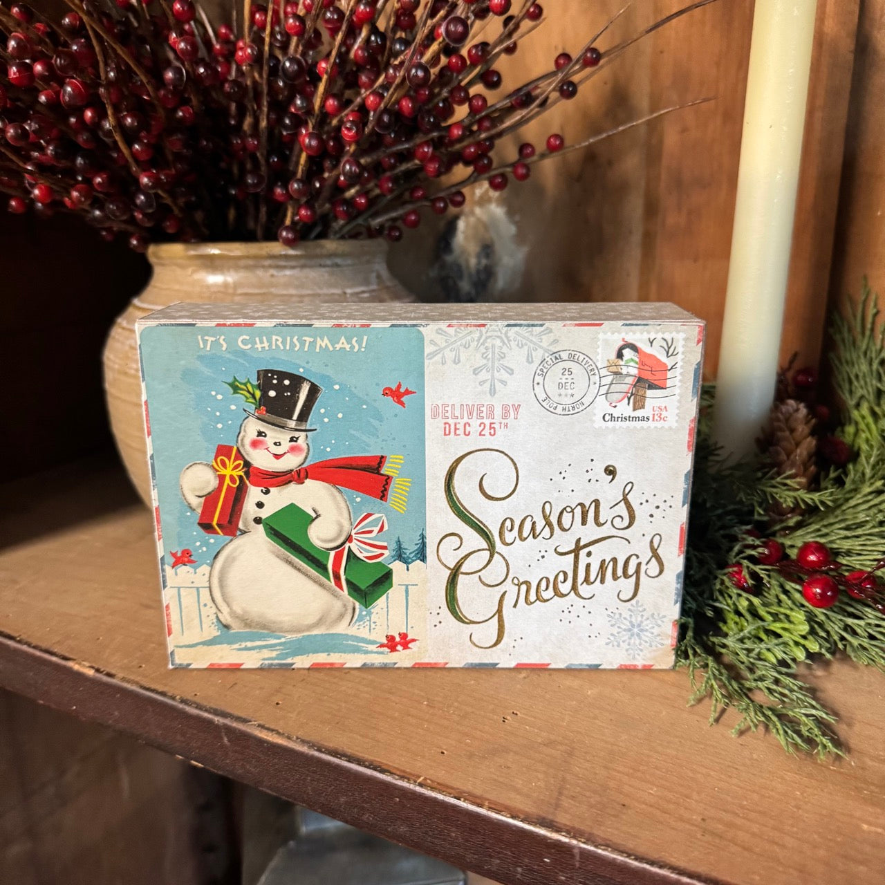 Frosty Wishes - Wooden Postcard