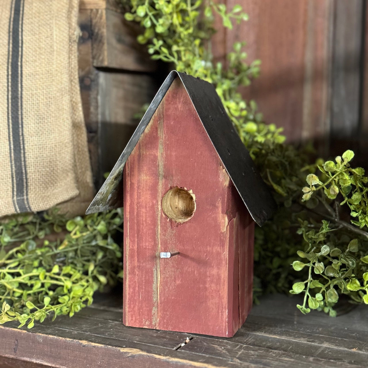 Faux Red Bird House