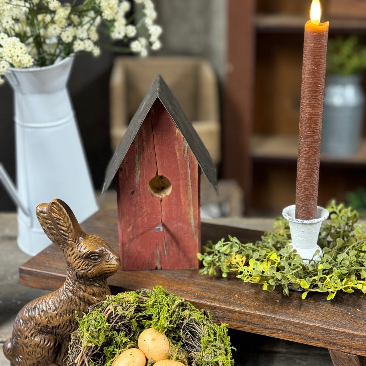 Faux Red Bird House