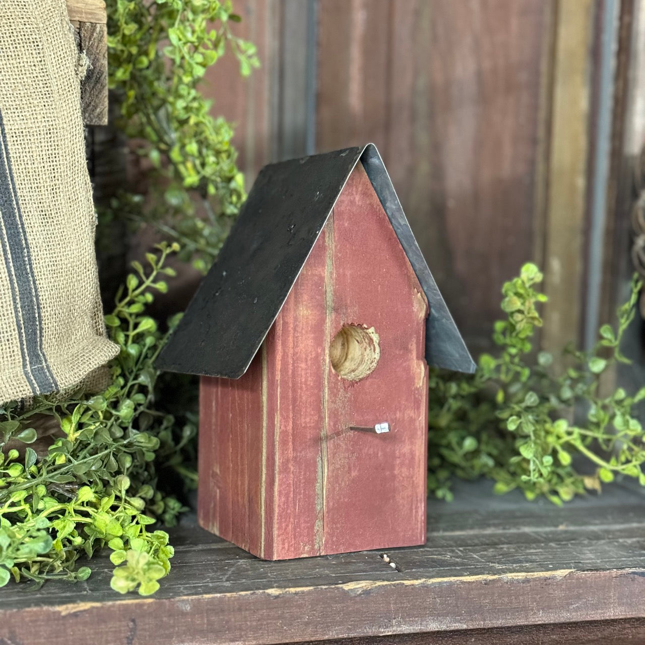 Faux Red Bird House