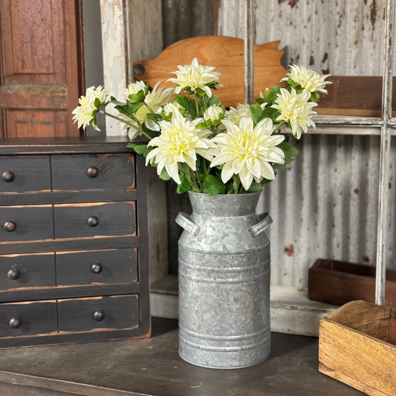 Artificial Dahlia Stems - Set of 5 Stems - White