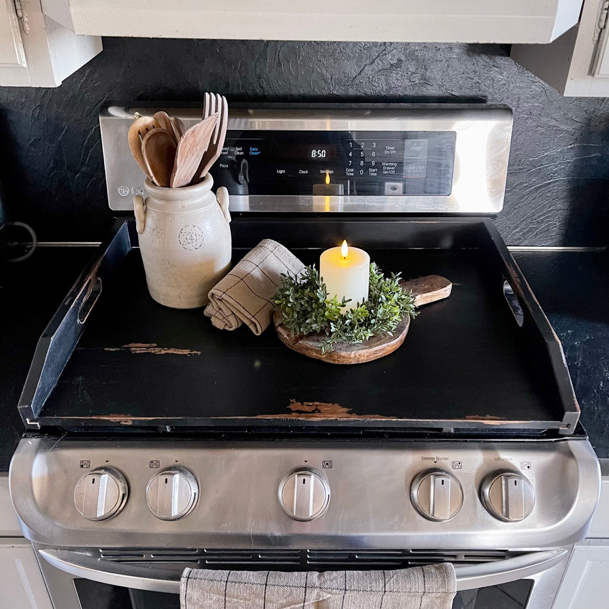 Stovetop Cover, Modern Black - Farmhouse Stove top Cover, Noodle Board,  Stove Top Cover for Glass flat stoves