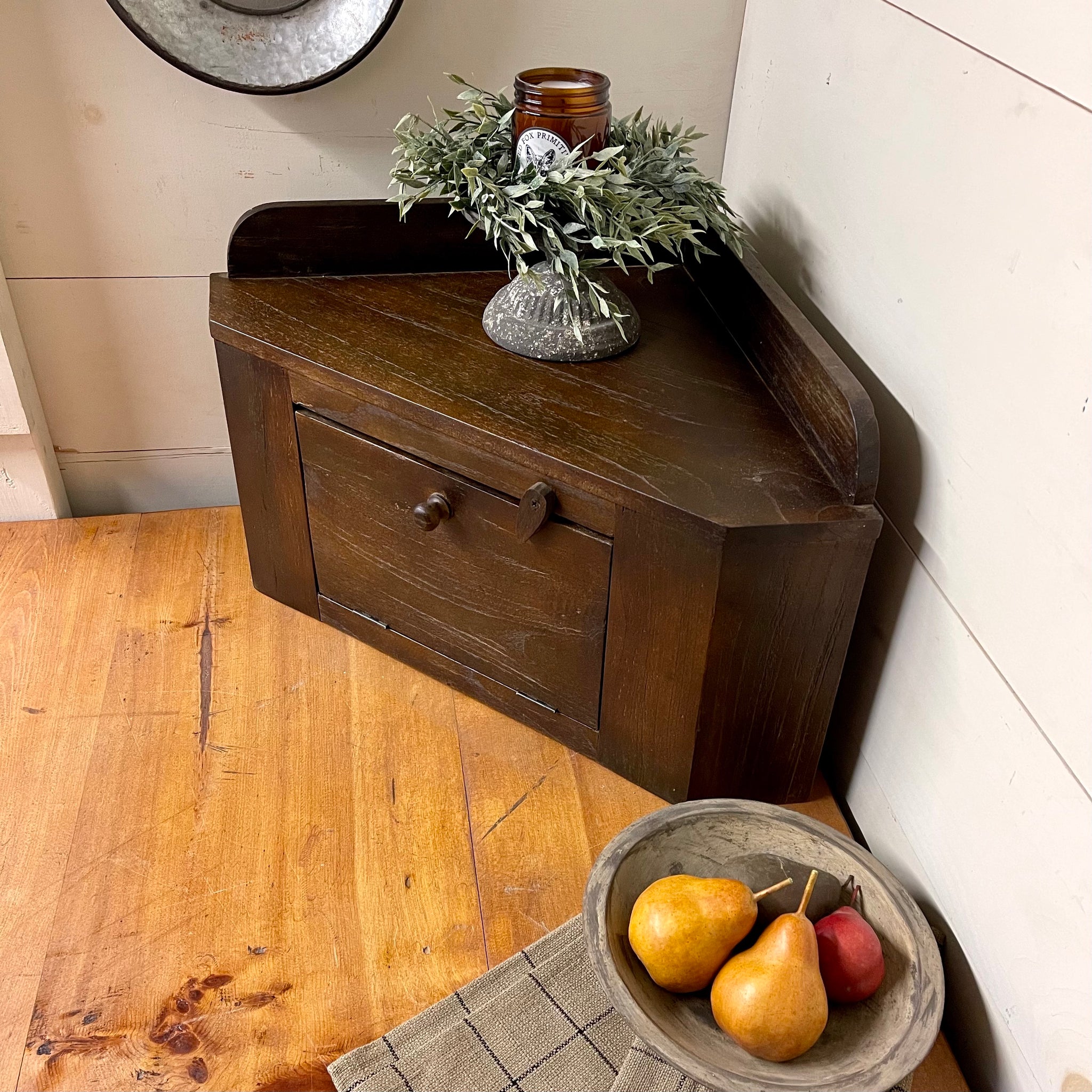 Countertop Corner Cupboard | Rustic Brown | Farmhouse Kitchen Decor | Limited Edition