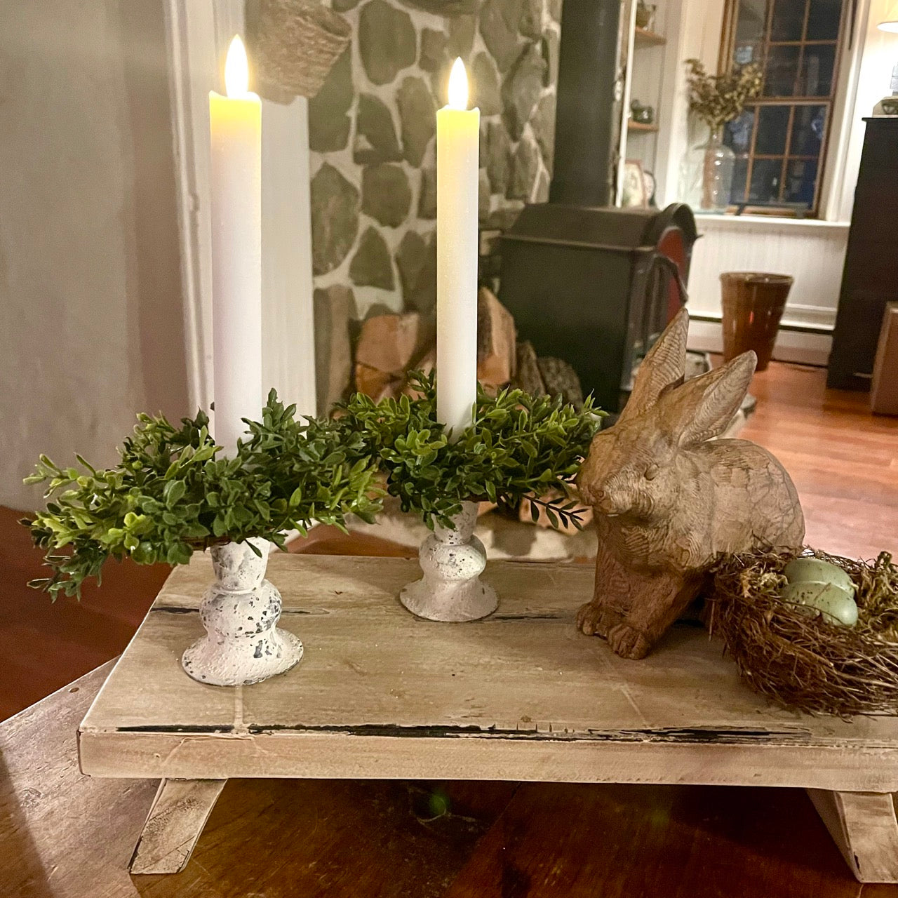 Rustic White Candle Holders | Set of 2 Country, Country Decor, Country Home, Country Kitchen Decor, Everyday, Farmhouse Decor, Farmhouse Decorating, Home Accents, New, Primitive, Primitive Decor, Primitive Decorating, Spring