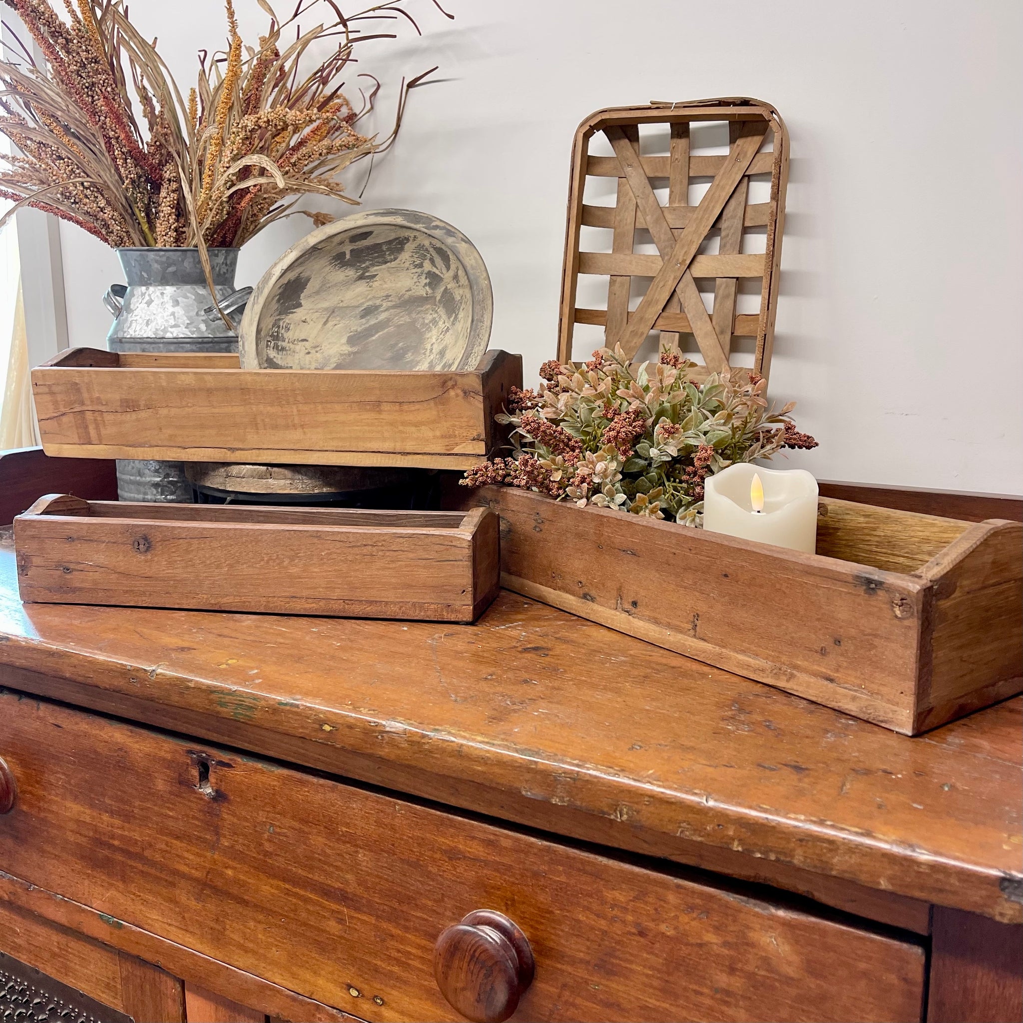 Reclaimed Wooden Boxes | Set of 3 w/ FREE Floral!