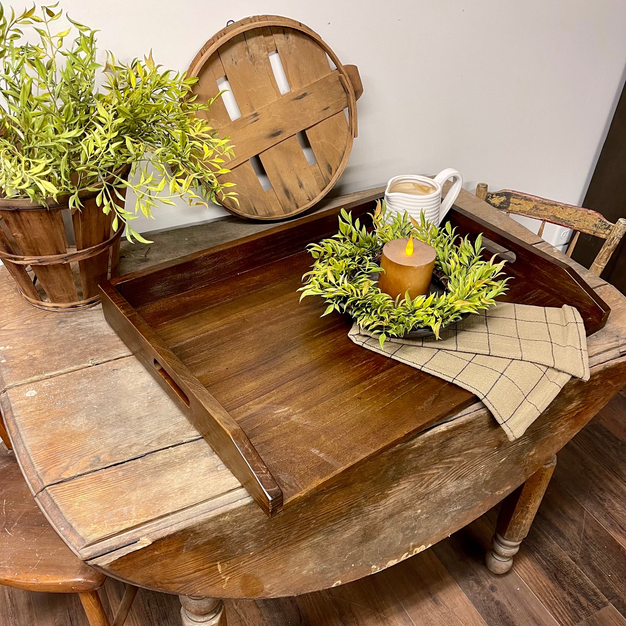 Stove Top Cover | Wood Serving Tray | Noodle Board | Rustic Brown