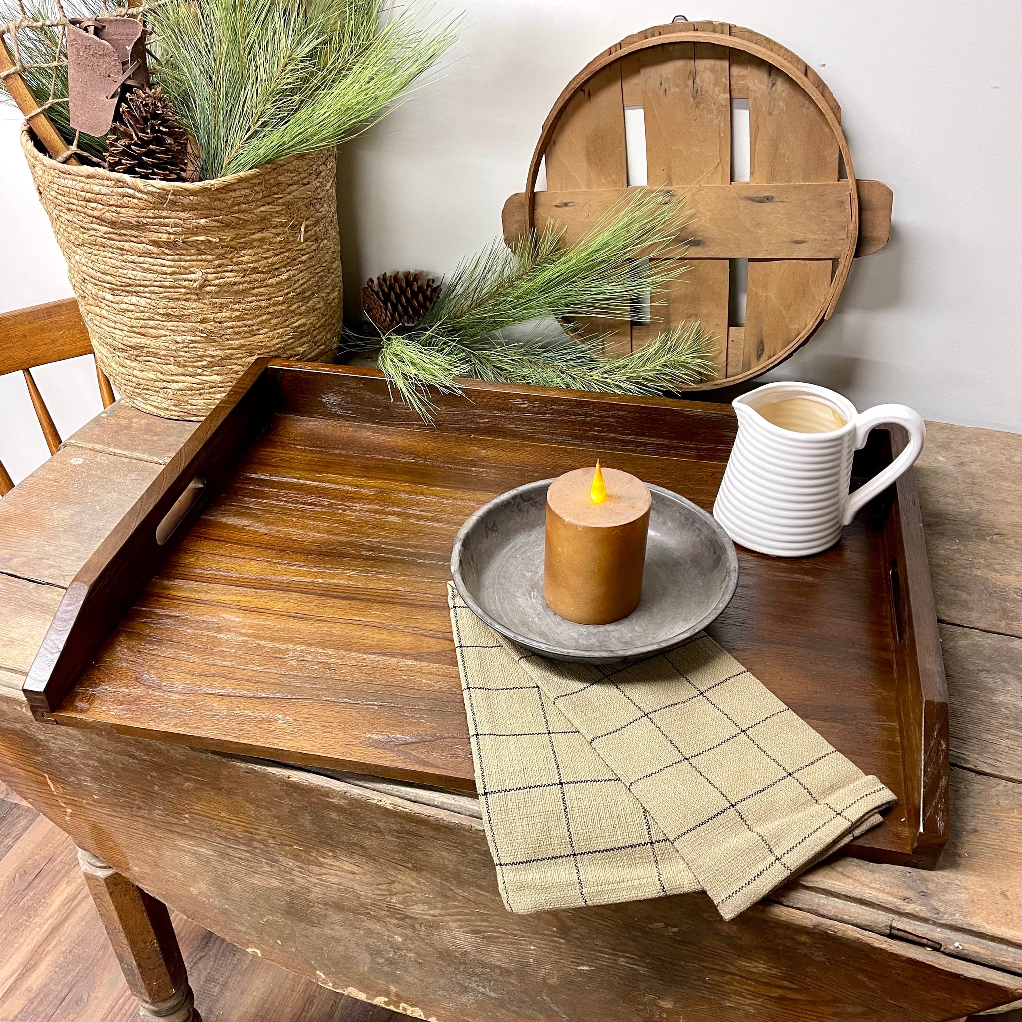 Stove Top Cover | Wood Serving Tray | Noodle Board | Rustic Brown