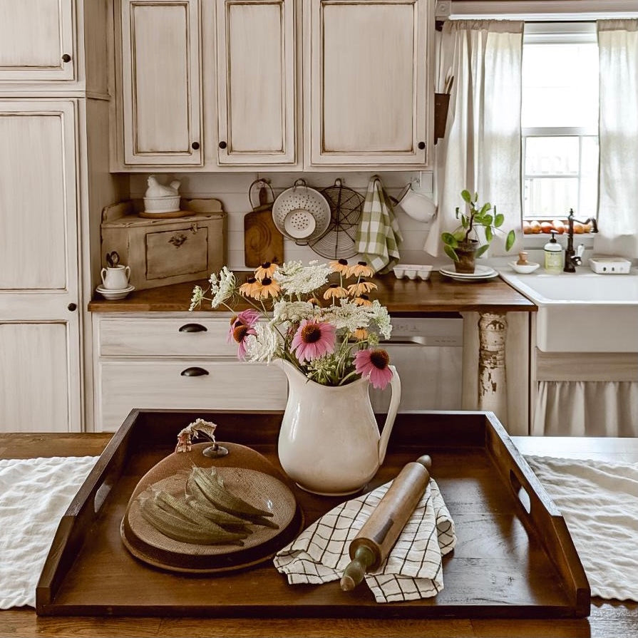 Stove Top Cover | Wood Serving Tray | Noodle Board | Rustic Brown