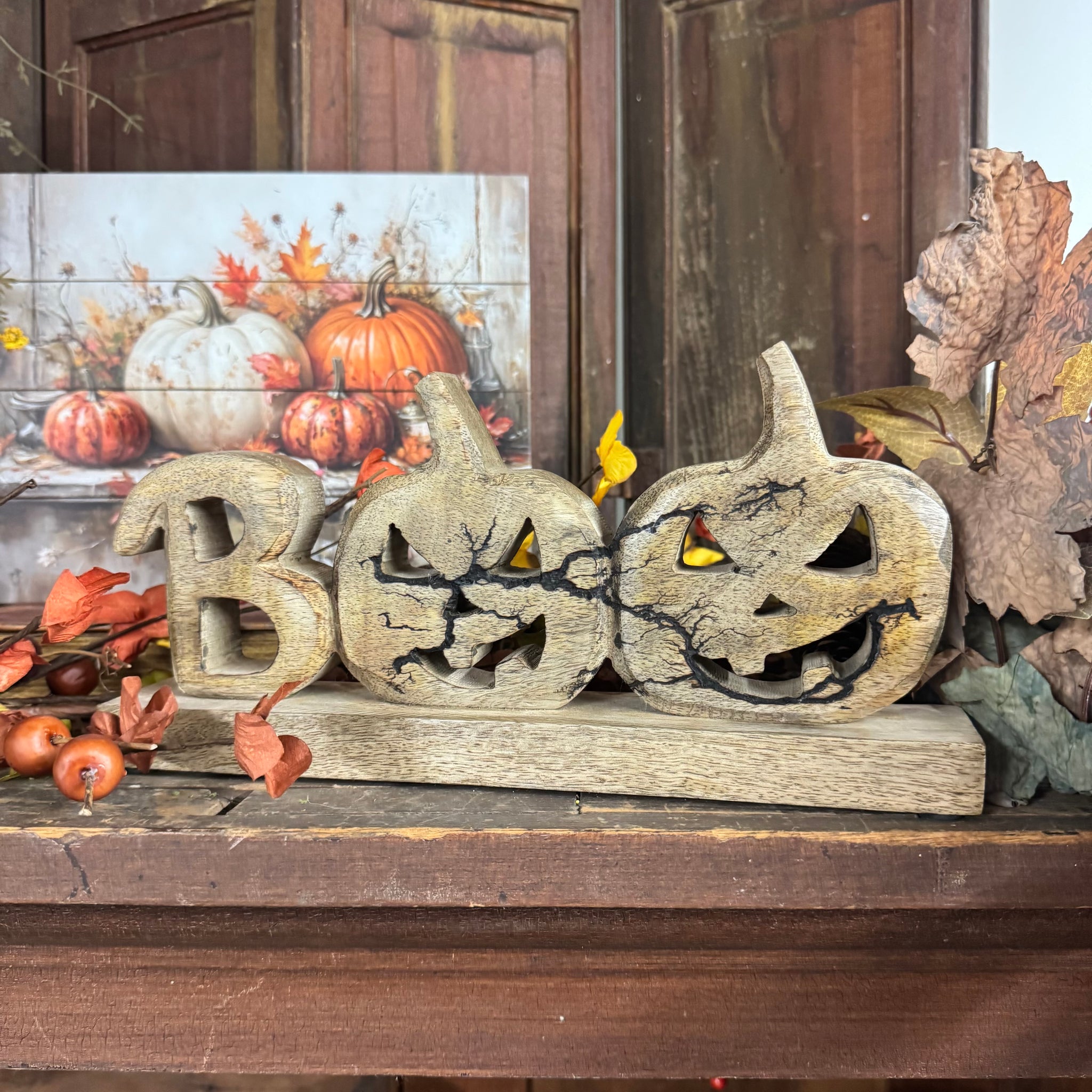 Wooden "BOO" Sign