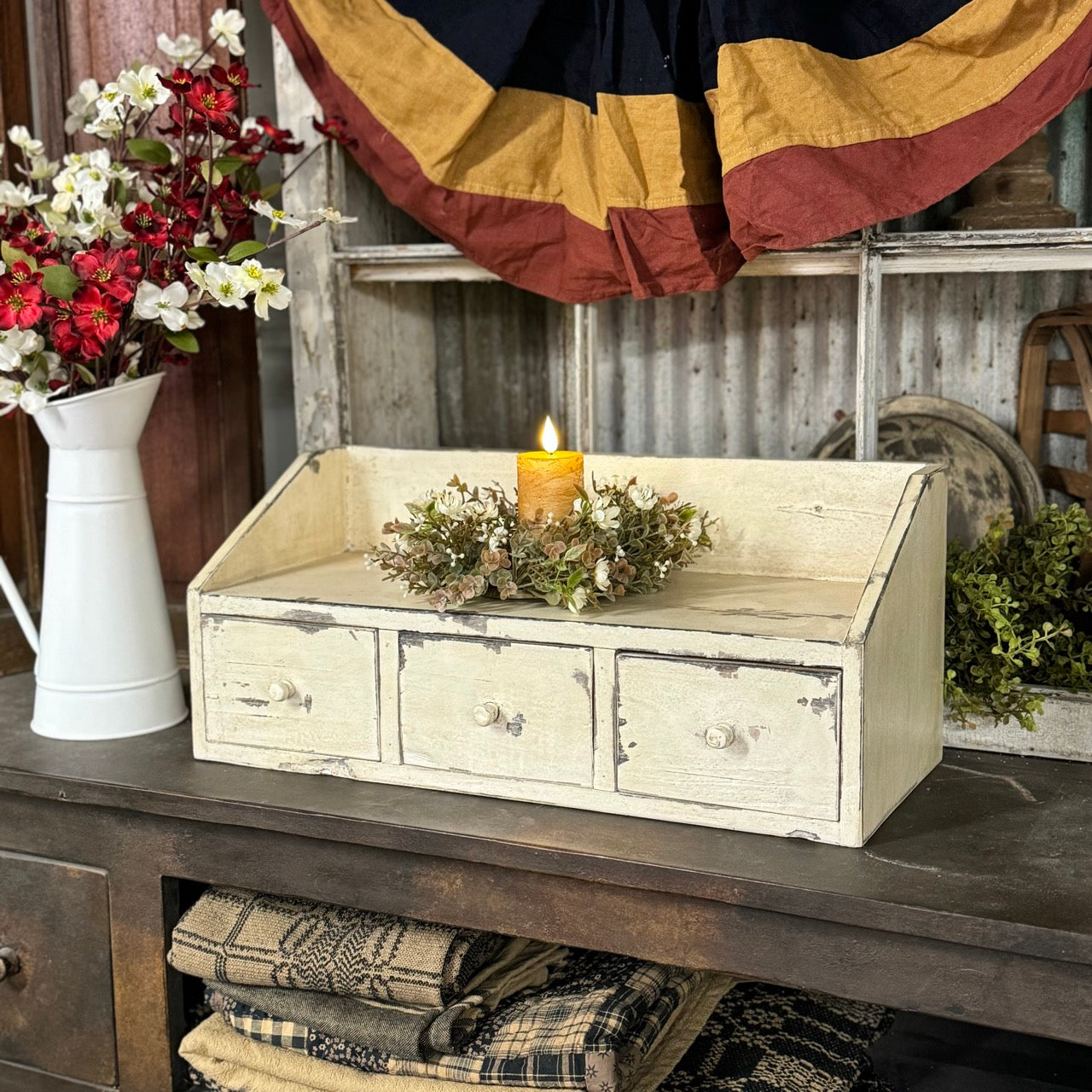 Countertop Organizer | Rustic Cream | 3- Drawer