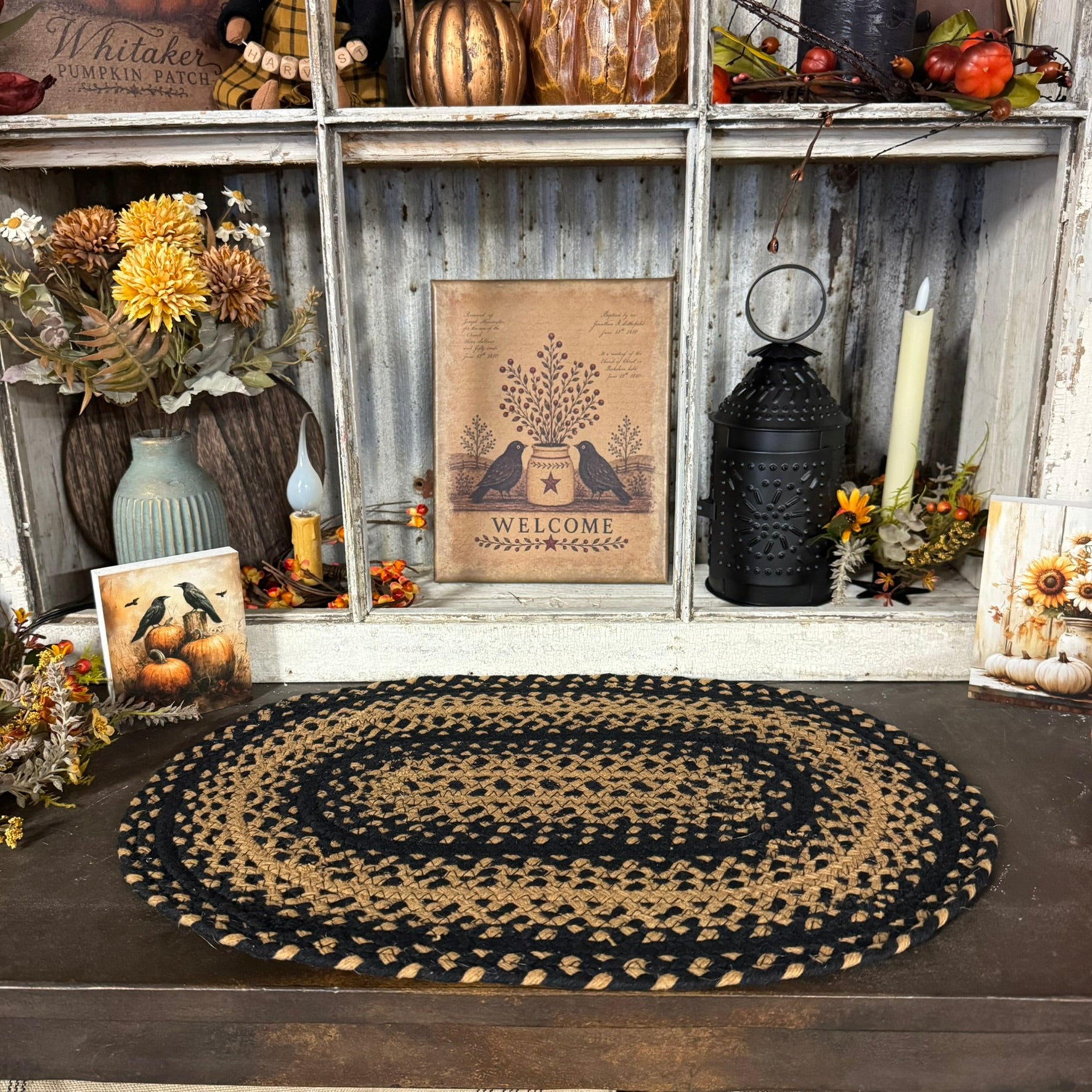 Oval Braided Table Mat - Black