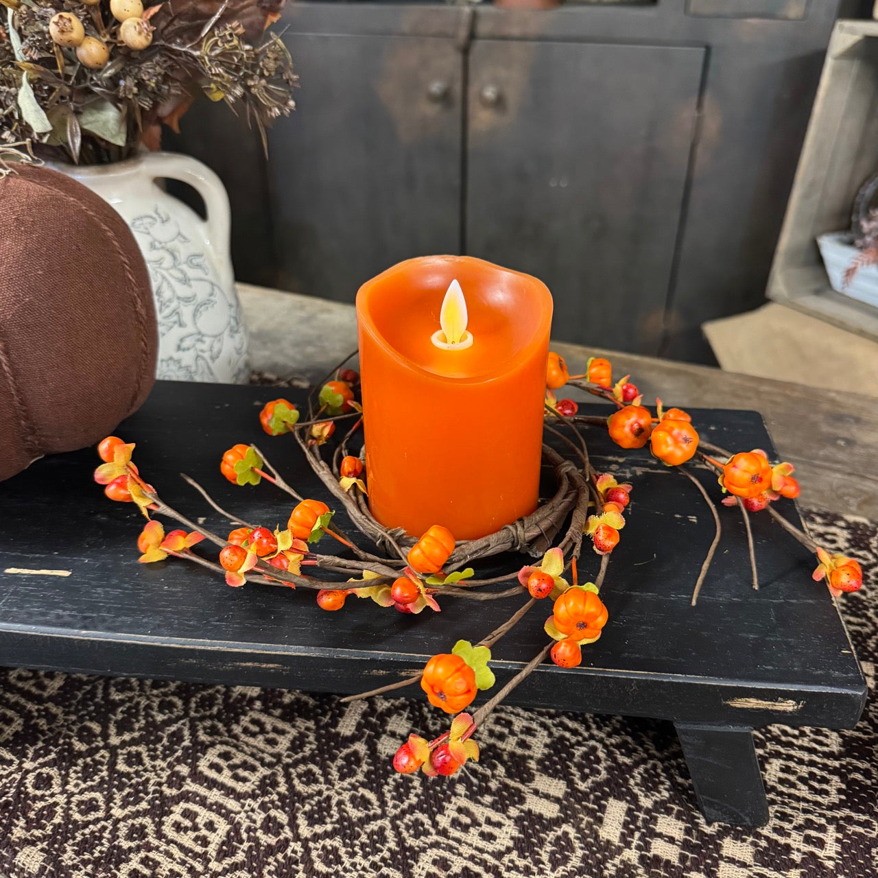 Pumpkin Candle and Candle Ring Set