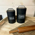 Black Tin Canisters - Set of 2 - Coffee and Sugar