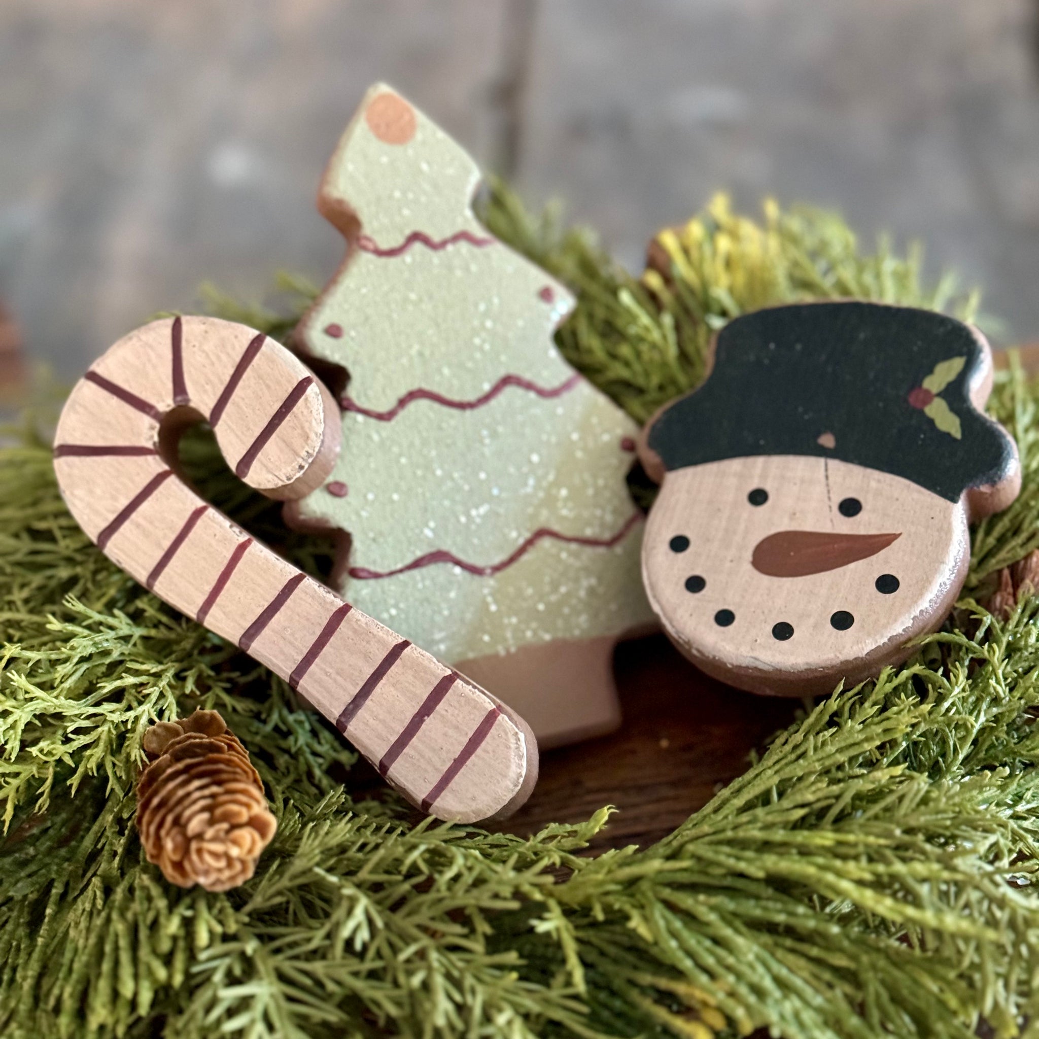 Wooden Christmas Cookies - Set of 3