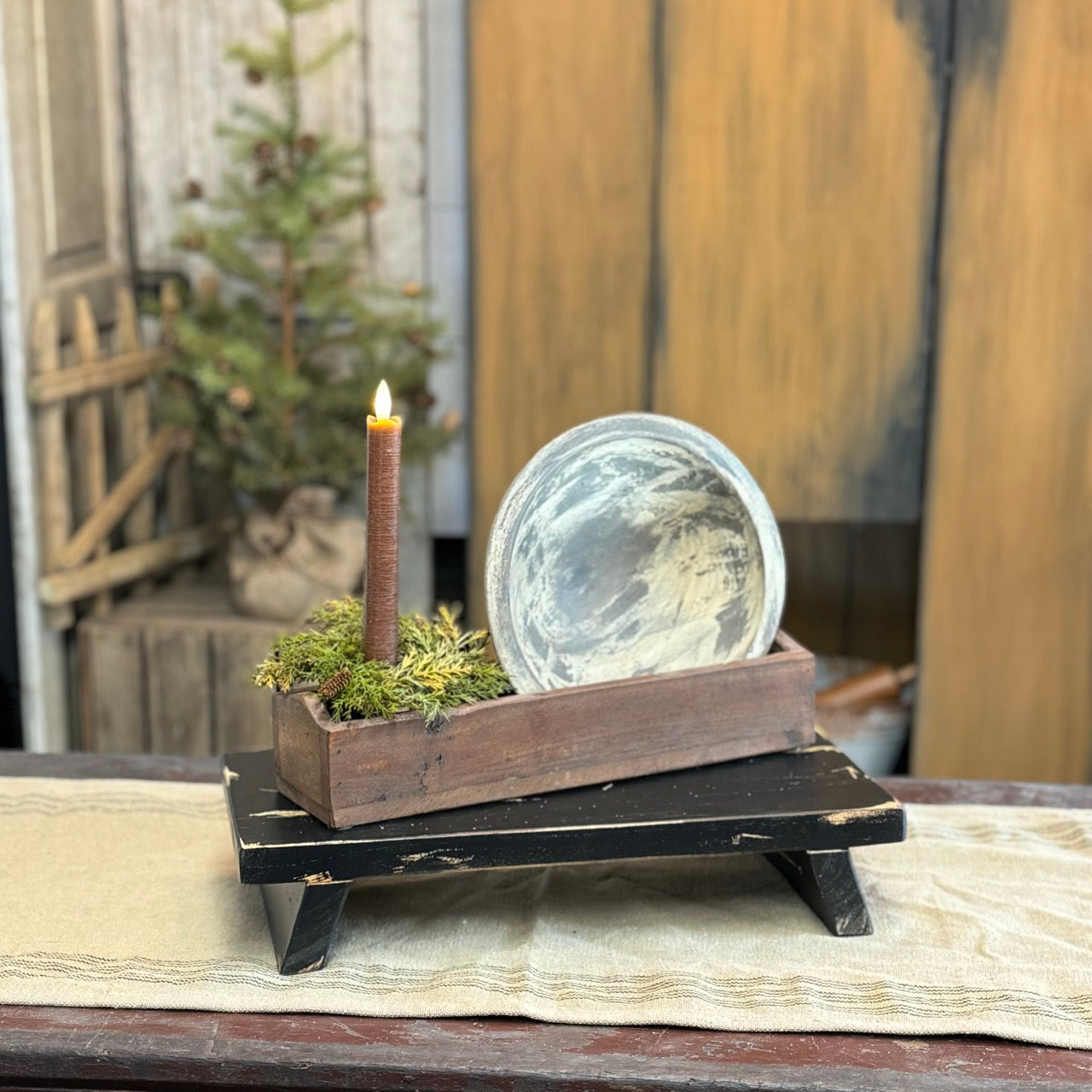Black Wooden Table Riser - FREE Candle Ring Included - Limited Time!