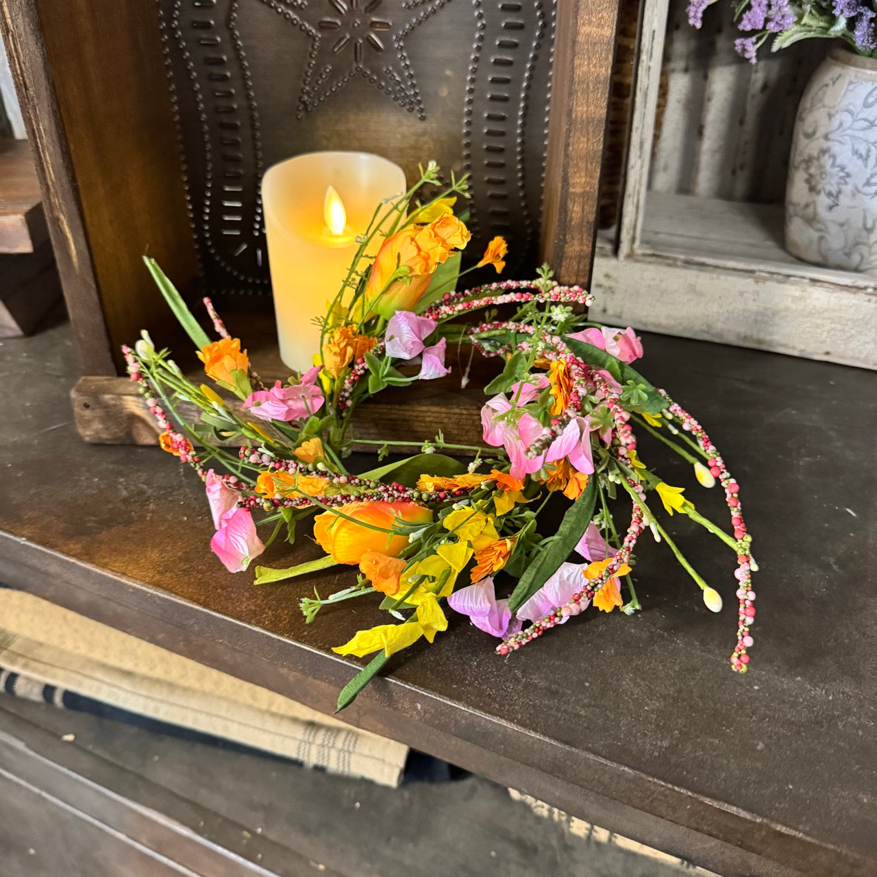 Spring Flower Garden Candle Ring