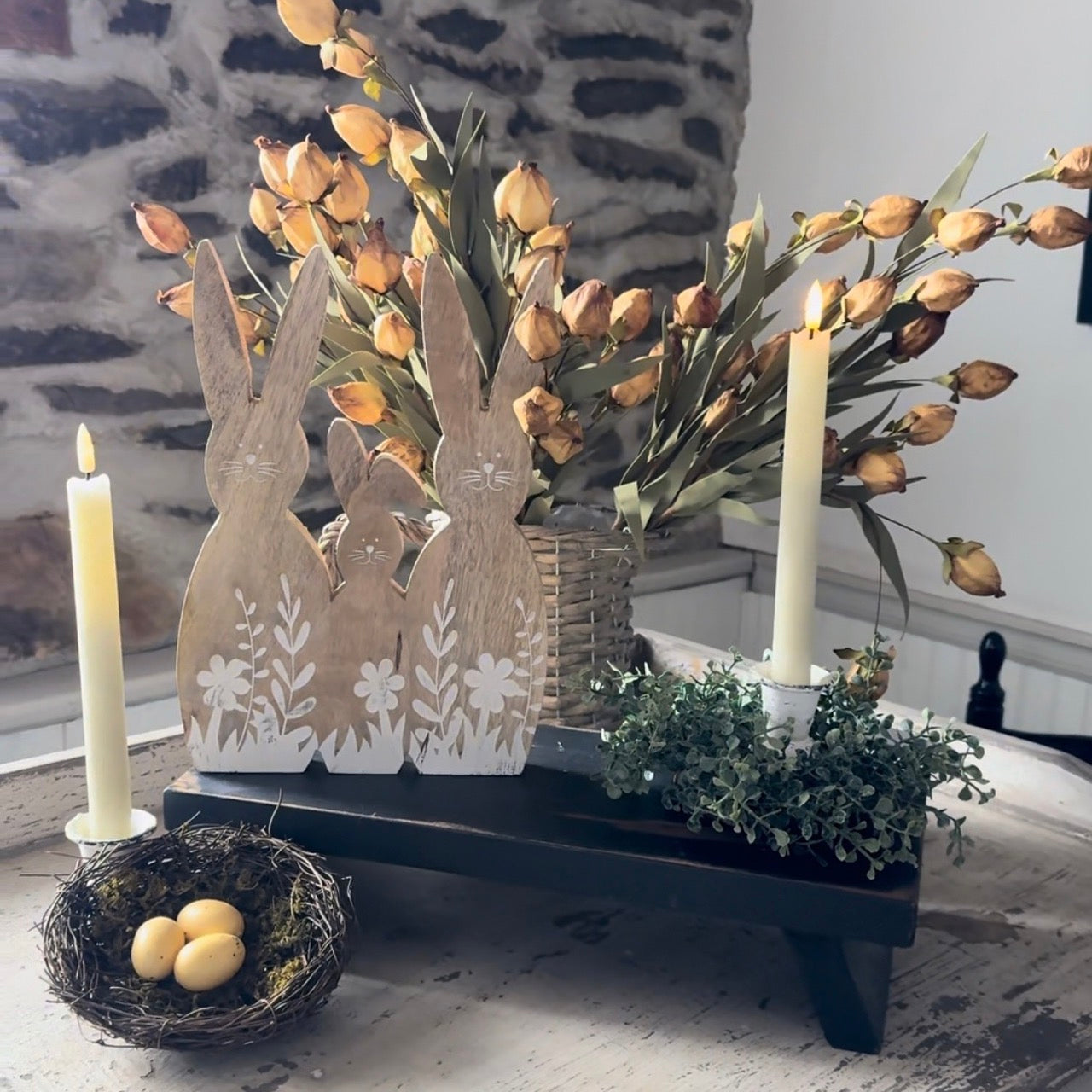 Ivory Realistic Taper Candles Set w/FREE Remote