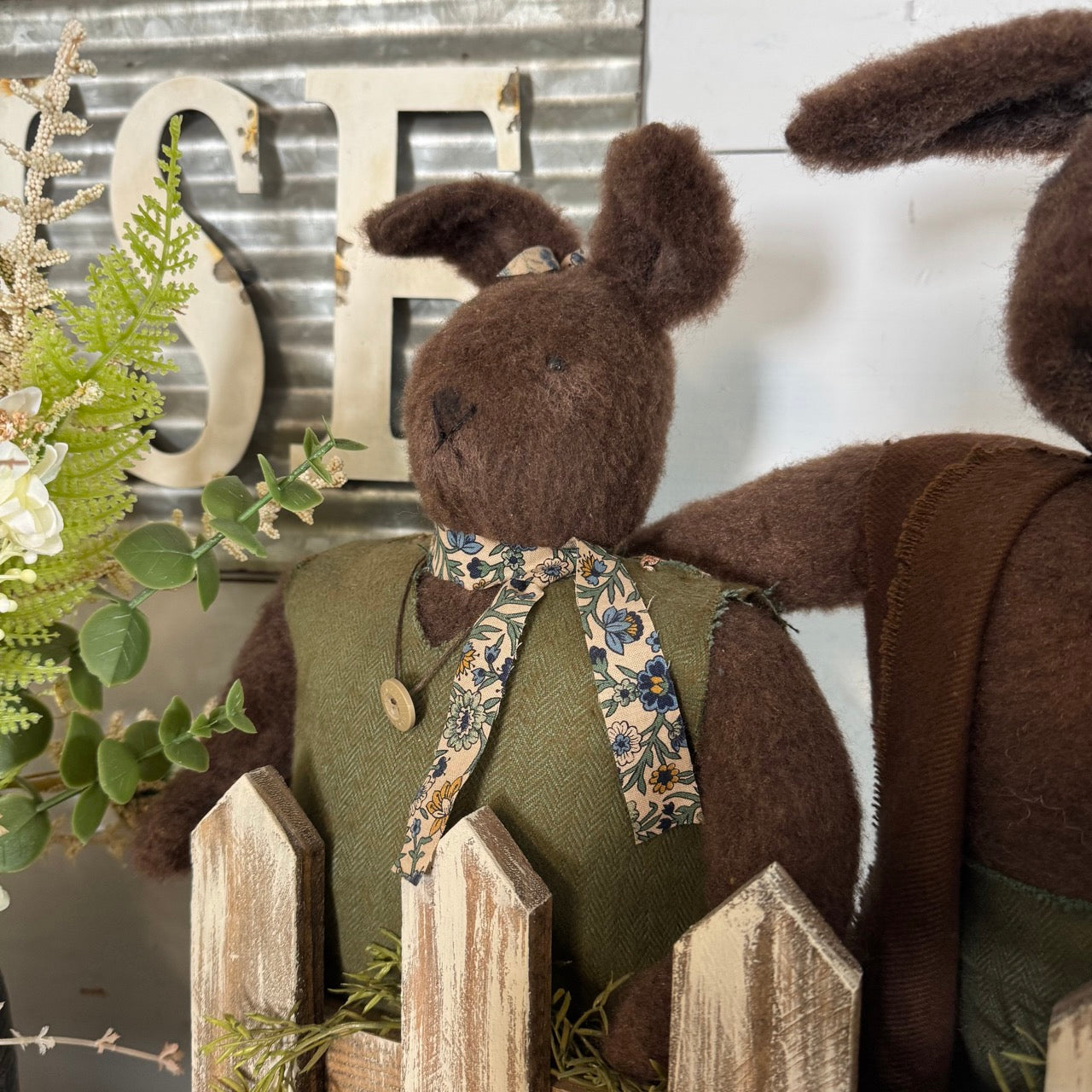 Mr. & Mrs. Hoppy - Primitive Handmade Bunny Set