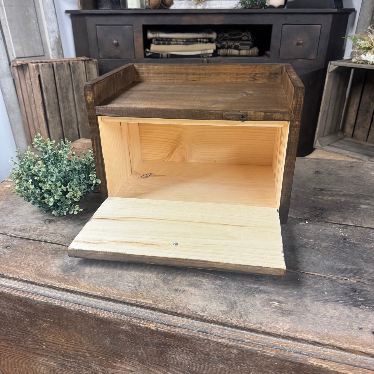 Bread Box Cabinet - Rustic Brown