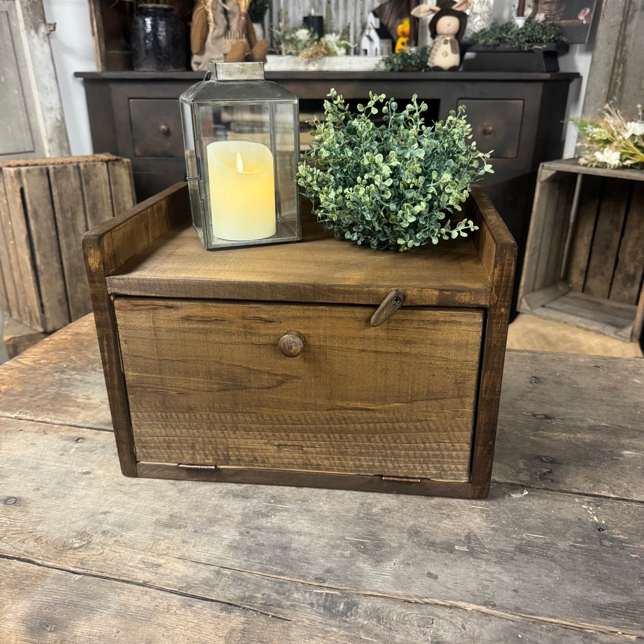 Bread Box Cabinet - Rustic Brown