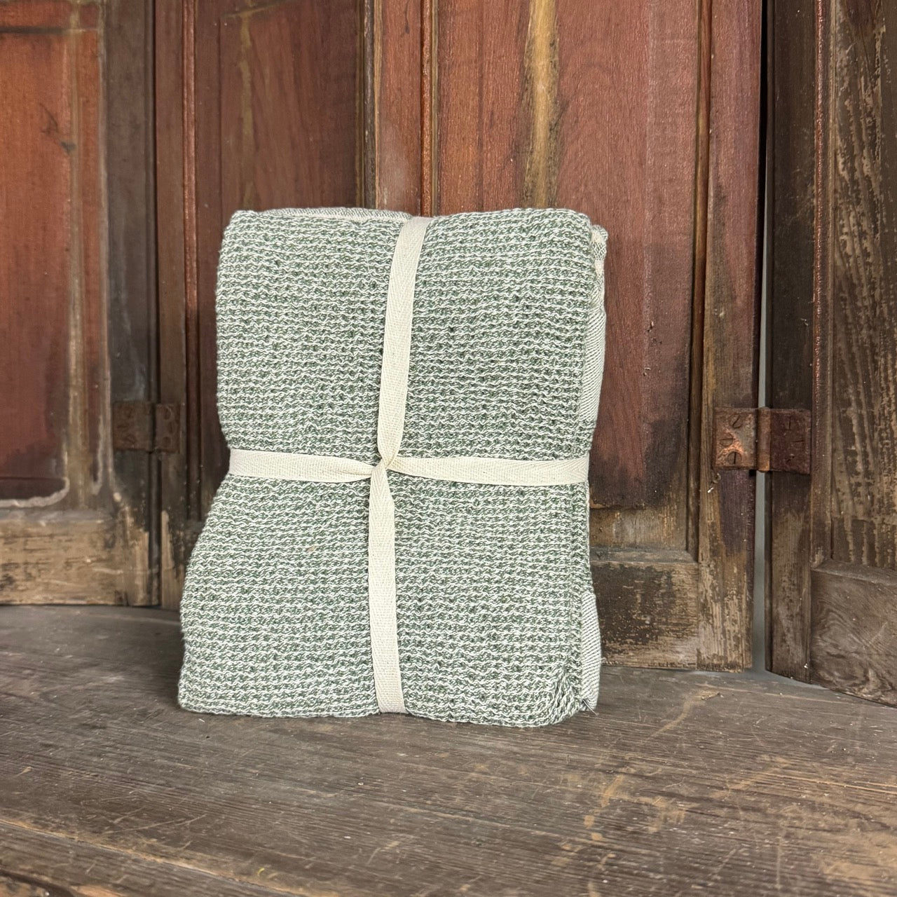 Olive Stripped Kitchen Towels - Set of 2
