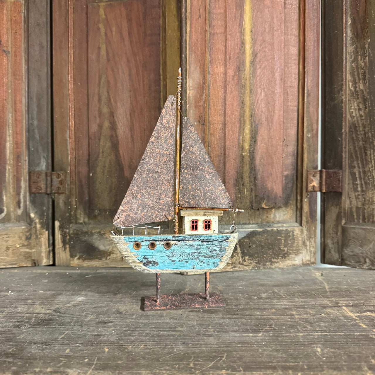 Rustic Blue Sailboat