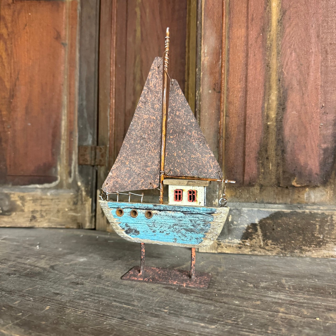 Rustic Blue Sailboat
