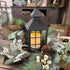 Black Flameless Candle Lantern w/Wreath Set