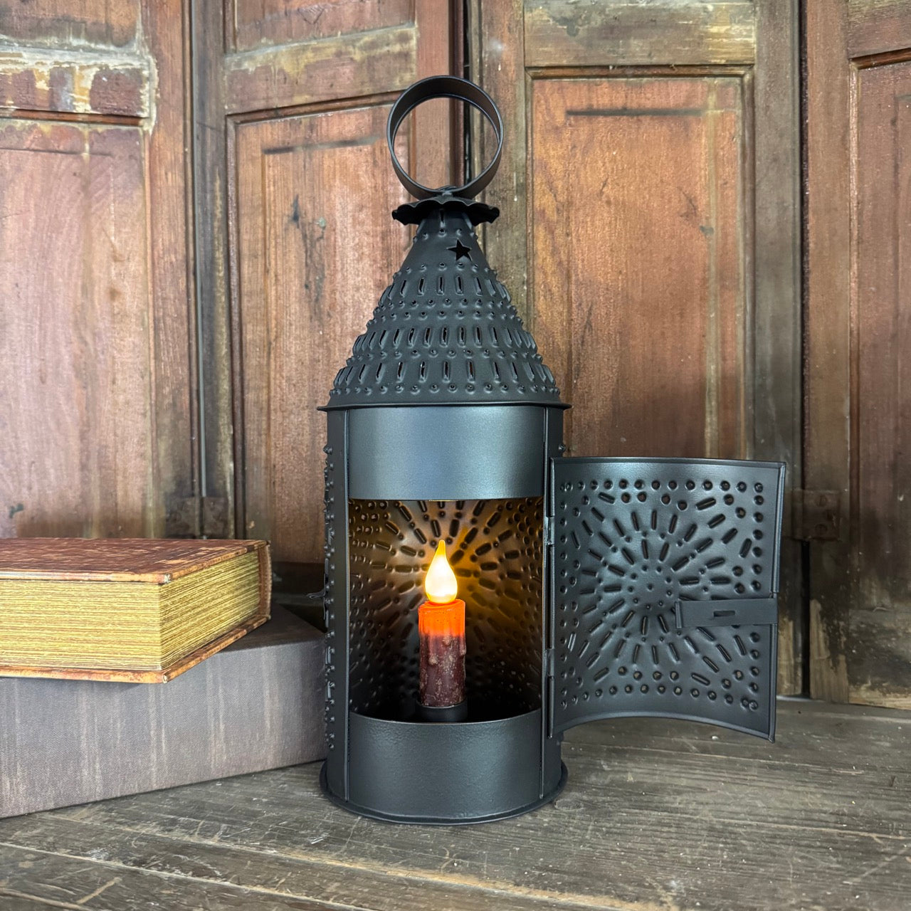 Farmhouse Lantern w/Candle Set