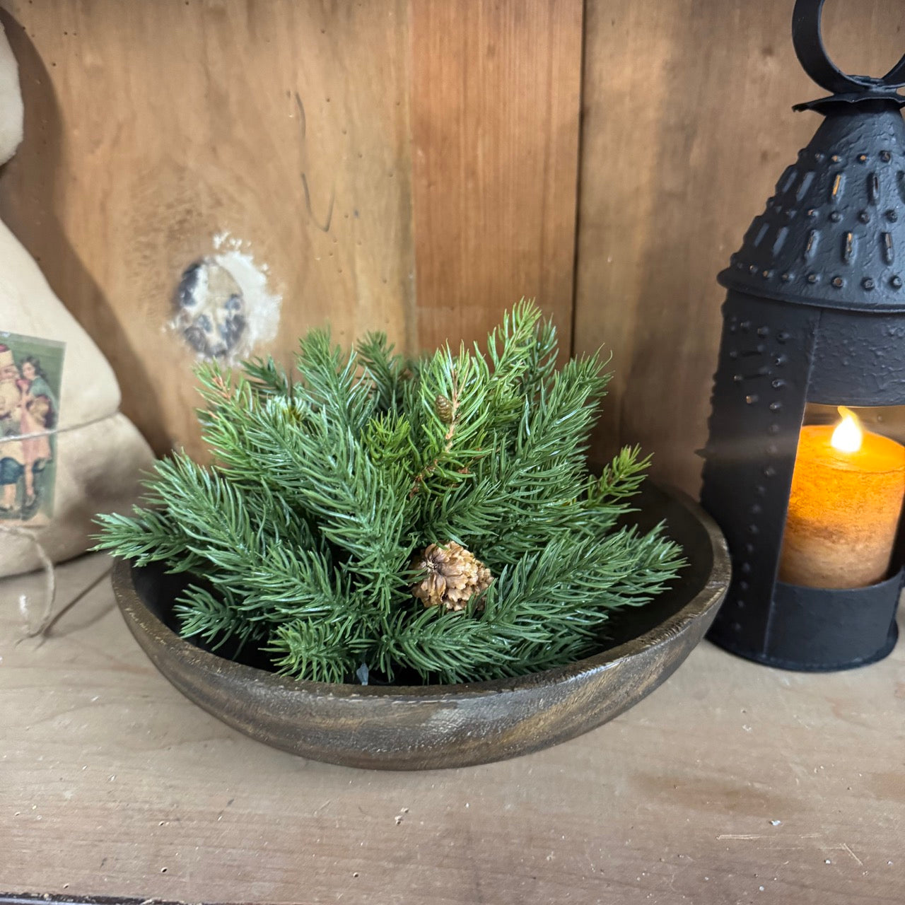 Rustic Brown Bowl w/Spruce Half Sphere Set!