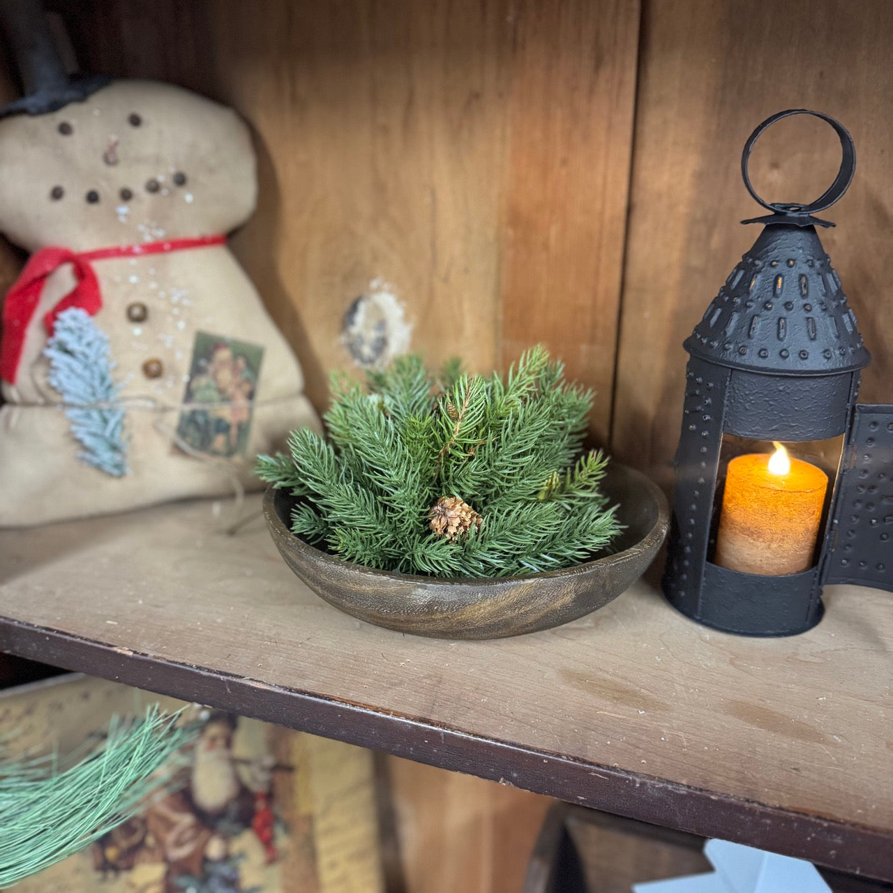 Rustic Brown Bowl w/Spruce Half Sphere Set!