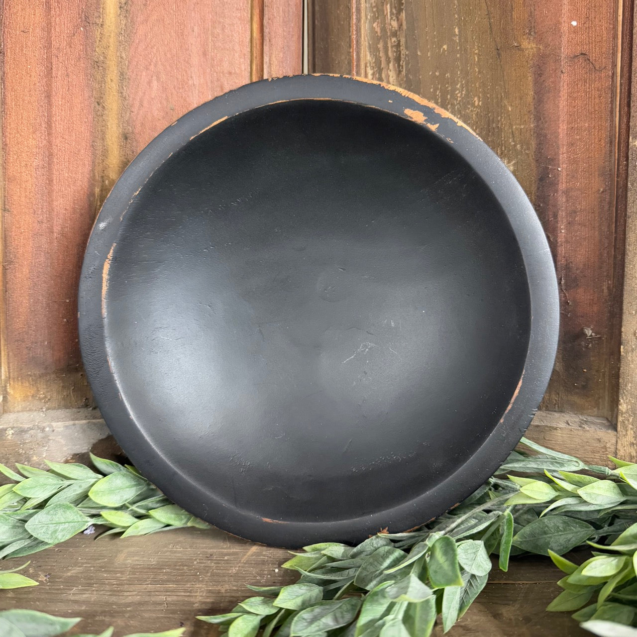 9" Wooden Bowl Rustic Black