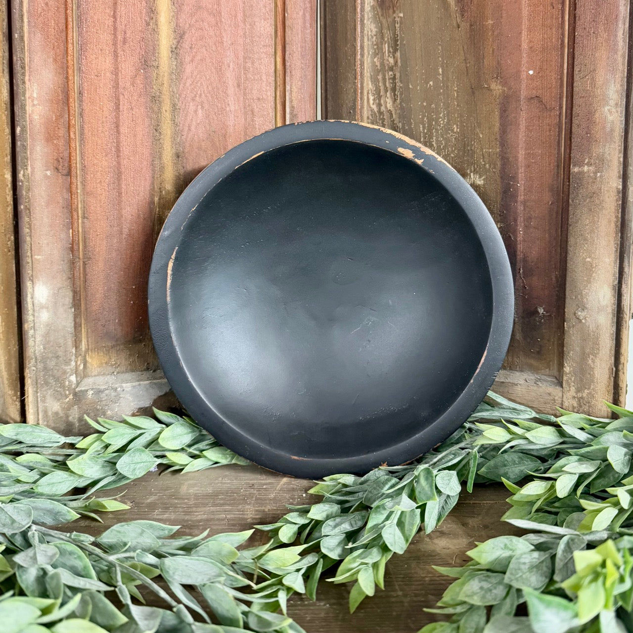 9" Wooden Bowl Rustic Black