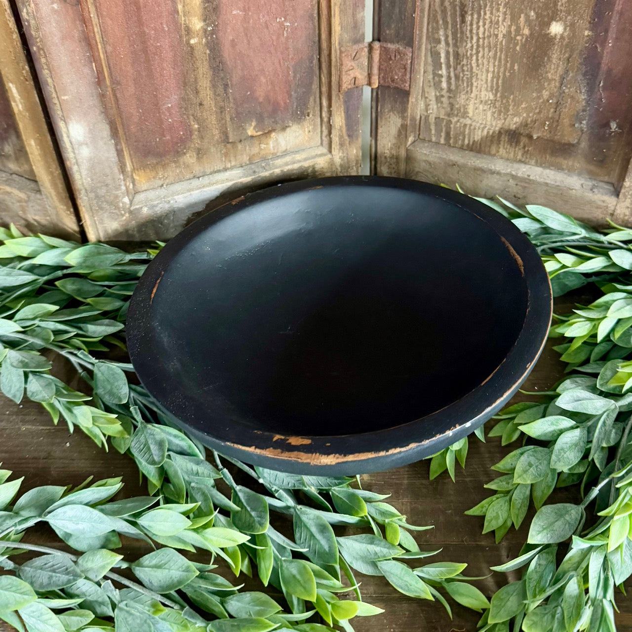 9" Wooden Bowl Rustic Black