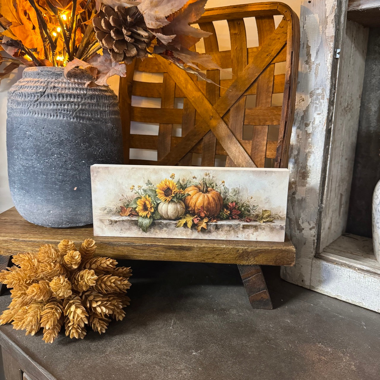 Pumpkins Wooden Block Sitter
