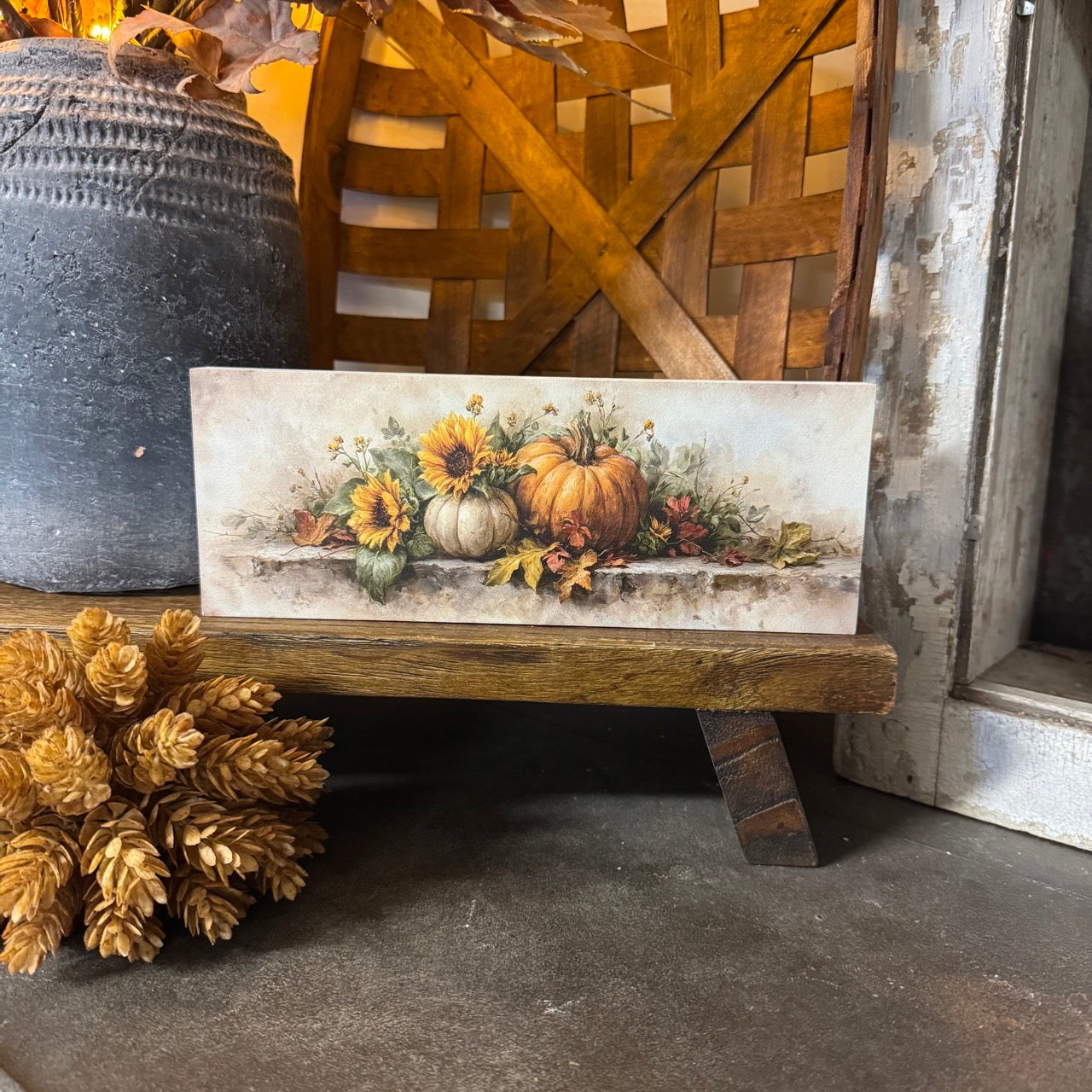 Pumpkins Wooden Block Sitter
