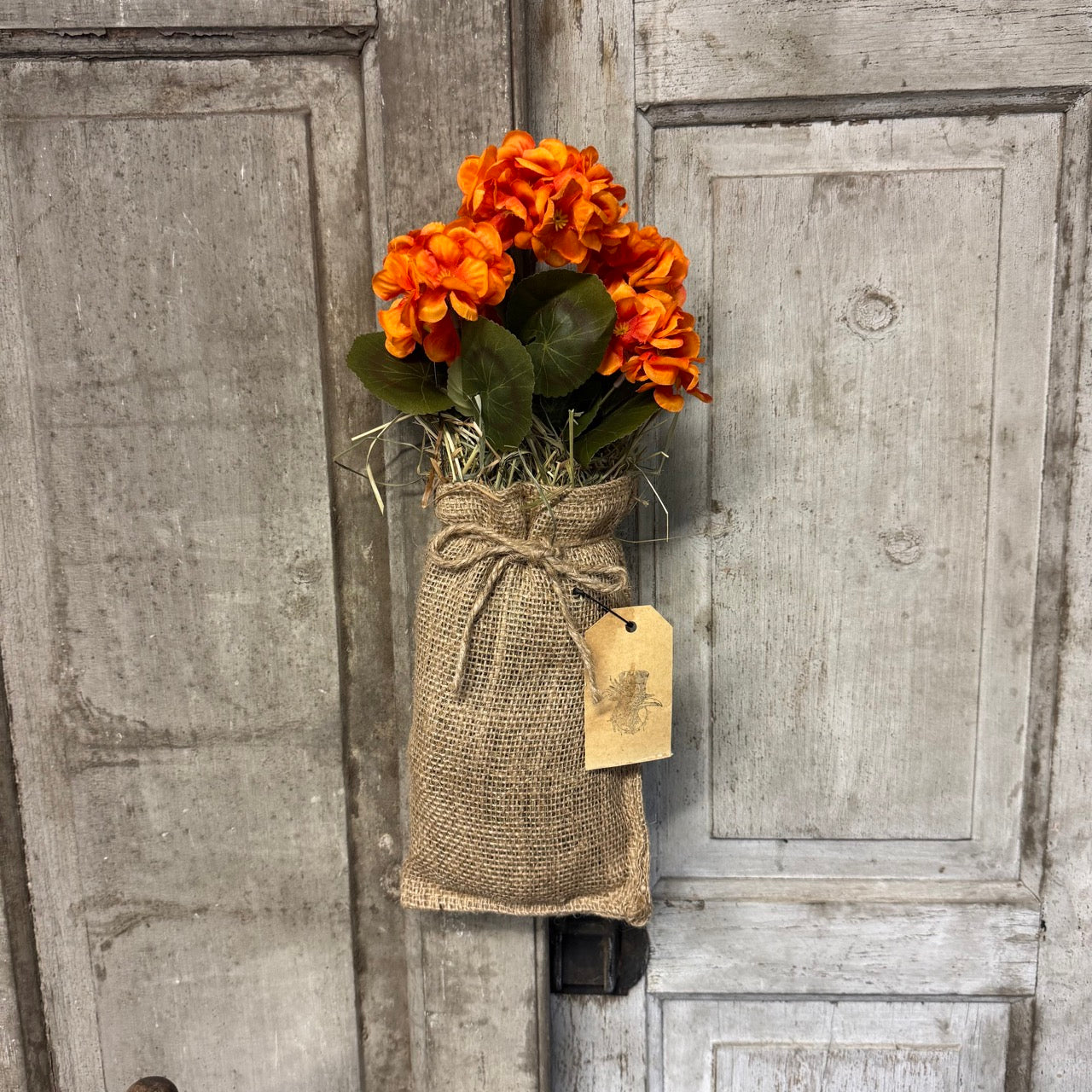 Gathered Hydrangea Burlap Bouquet