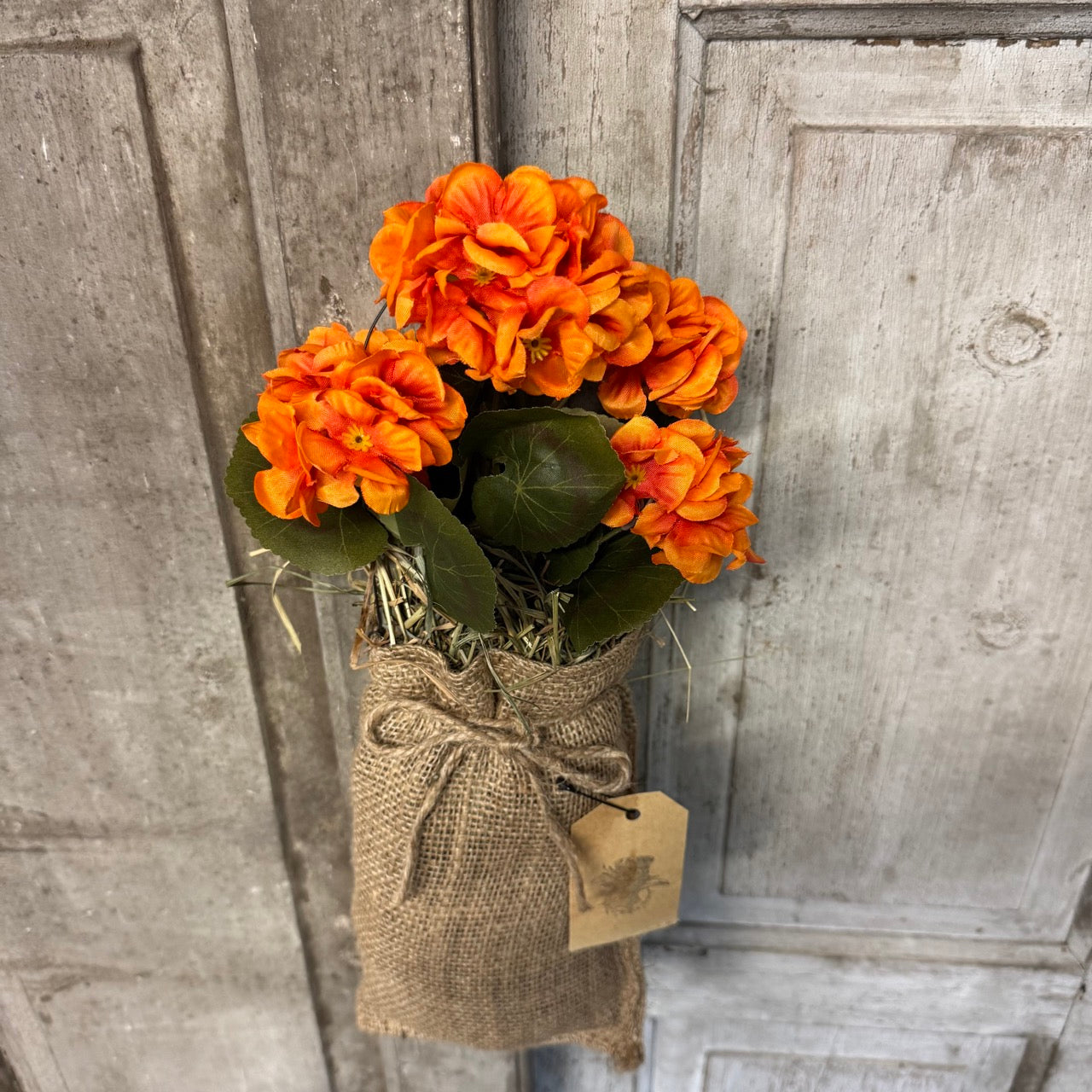 Gathered Hydrangea Burlap Bouquet
