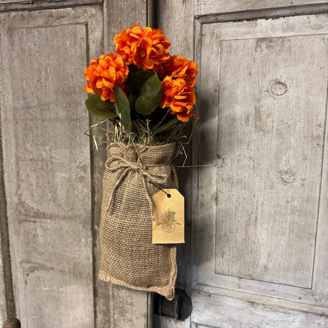 Gathered Hydrangea Burlap Bouquet