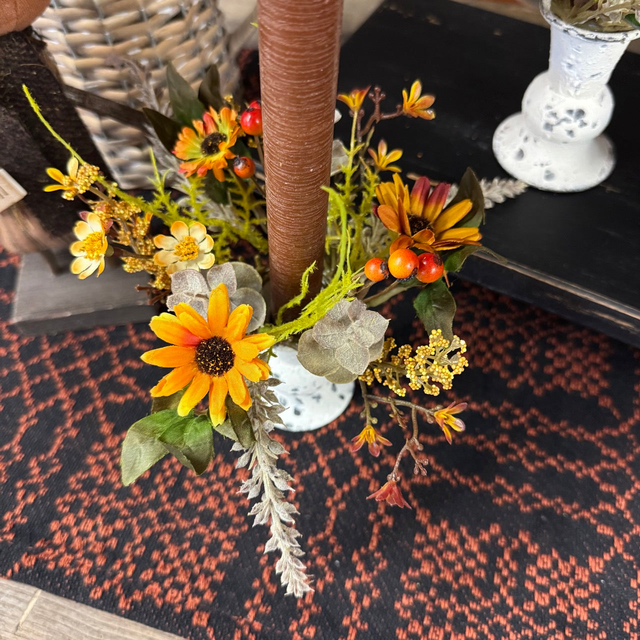 Golden Daisy Candle Rings - Set of 2