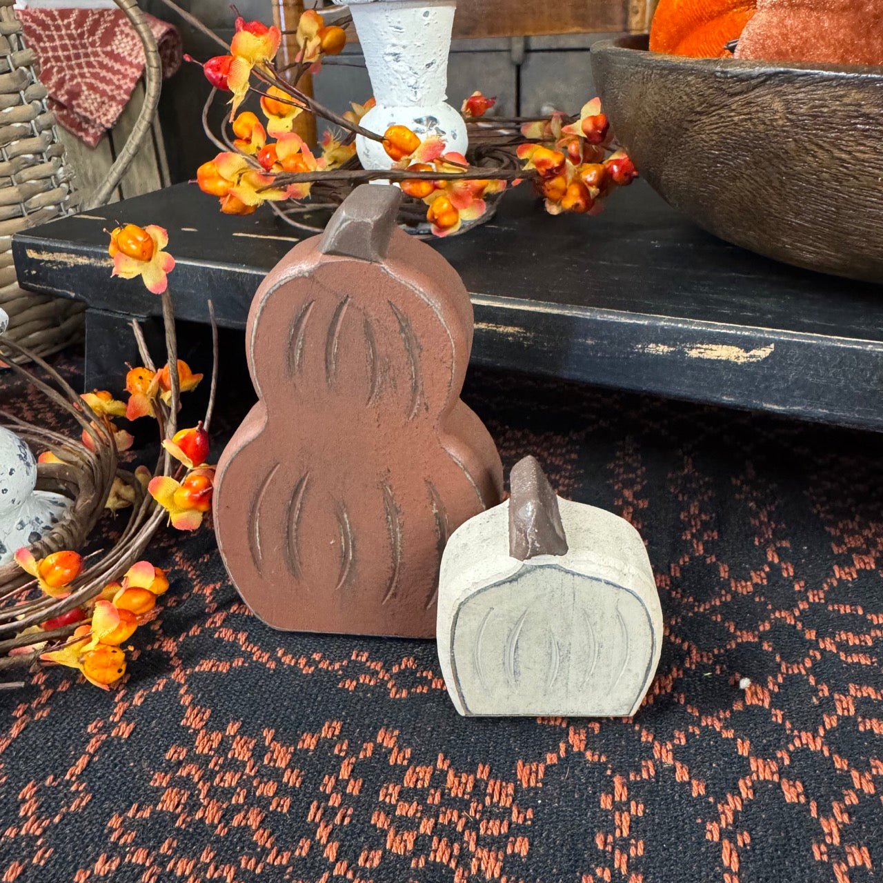 Pumpkin & Gourd Wooden Sitter